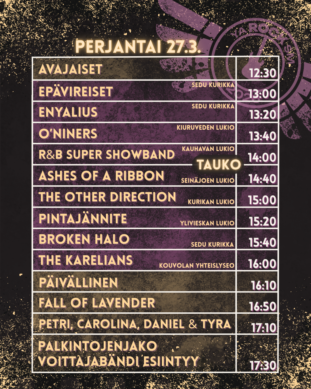 Perjantain aikataulu